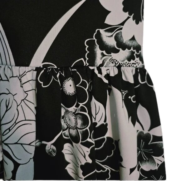 Floral High Neck Sleeveless Mini Dress size MEDIUM in black and white - Picture 4 of 7